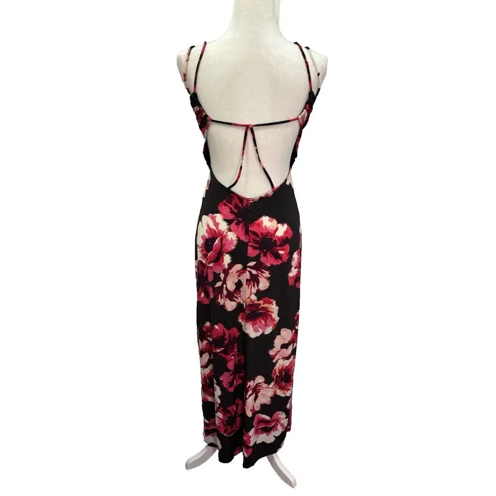 Vintage Charlotte Russe Dress Women Small Black 90s Y2K Romantic Floral Prom USA